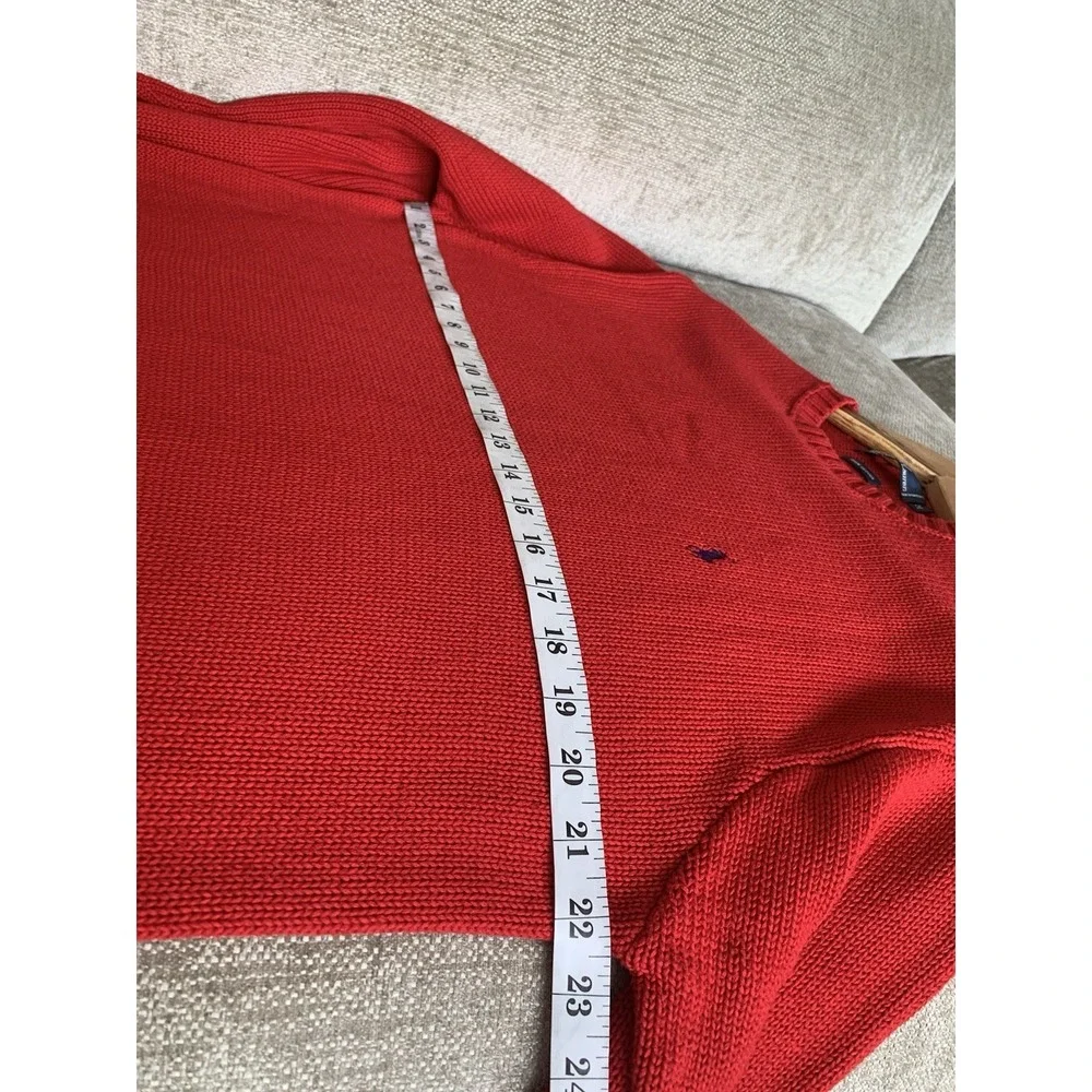 Polo Ralph Lauren Red 100% Cotton Sweater Pullover Crew Neck Prep Ivy Timeless